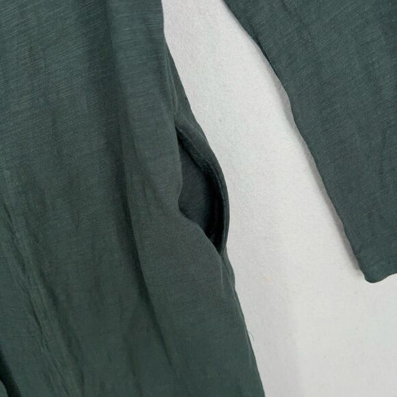 Three Bird Nest Cardigan Womens Small Forest Green Long Open Duster Pocket Drape - Picture 4 of 14